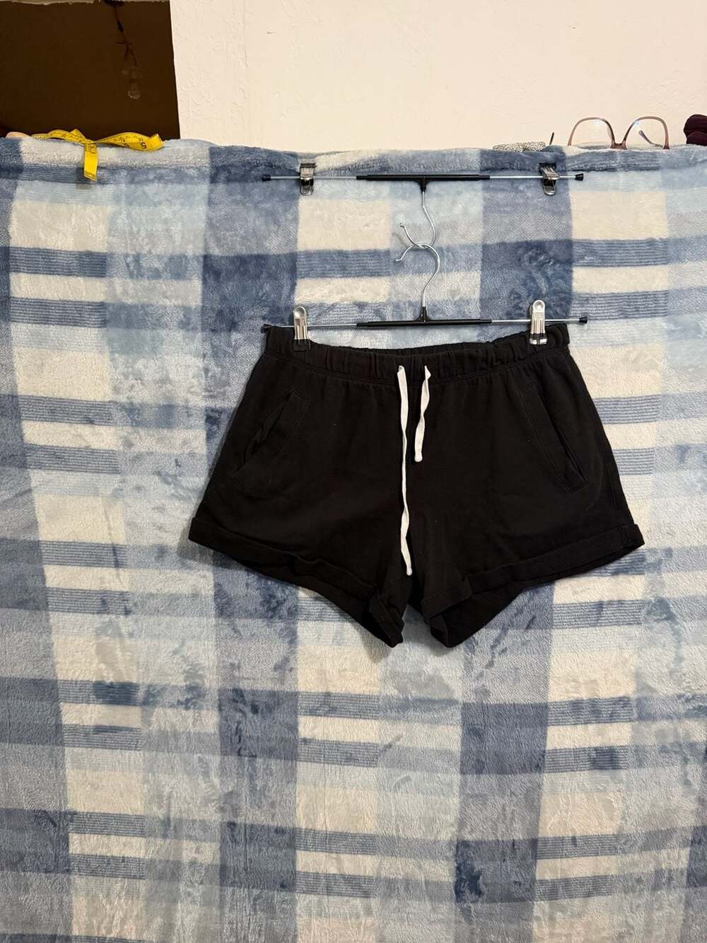 PINK Victoria's Secret Black Fleece Drawstring Lounge Shorts